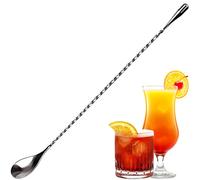 Cuchara mezcladora de acero inoxidable, cuchara de coctelera de barra de 12 pulgadas, cuchara de mango largo con diseño de extremo de lágrima con patrón en espiral, té, hierbas