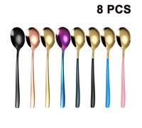 Cuchara mezcladora de acero inoxidable de 8 piezas, cuchara para helado, cuchara para postre, vajilla creativa