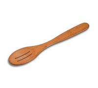 Cuchara ovalada con 2 ranuras en la paleta, barnizada, cerezo