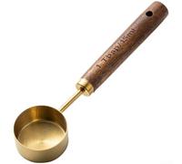 Cuchara para alimentos de 15 ml hecha de acero inoxidable con mango largo de nogal negro natural para una medición constante (C)