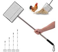 Cuchara para excrementos de pollo, extra ancha 25 cm,pala de arena para pollo, longitud: 170 cm,herramientas de limpieza de gallineros, accesorios de gallinero,con colador de malla fina de 7 mm