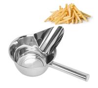 Cuchara para freír con pico de pato, pala para patatas fritas de un solo mango de acero inoxidable, pala para palomitas de maíz, cubitos de hielo, granos de café (mano izquierda)