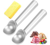 Cuchara para Helado de Acero Inoxidable 2 Piezas 18,5 cm con Revestimiento Antiadherente, Sacabolas Helado Resistente para Bola Helado Perfecta, Ice Cream Scoop para Sorbete, Masa y Postres