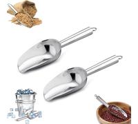 Cuchara para Hielo, 2 Piezas Cuchara Para Helado, Cuchara Para Galletas, Cucharón de Cocina, Cuchara de Hielo, Pala de Hielo Inoxidable no Magnética para Bar, Cocina, Buffet y Fiesta, Plateado