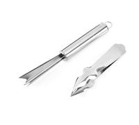 Cuchara para Ojos de Piña, Removedor de Semillas de Piña, Pelador de Ojos de Piña, Removedor de Semillas de Piña en Forma de V de Acero Inoxidable con Clip, 2 Piezas