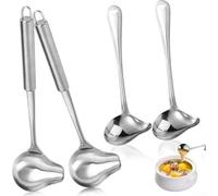 Cuchara para untar de acero inoxidable de 4 unidades con boquilla de vertido de pico de pato e imán integrado para manejo de salsa y sopa