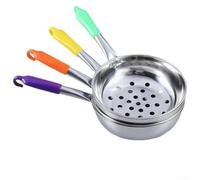 Cuchara ranurada de acero inoxidable con agujeros grandes de 8 mm, cucharón colador de mango resistente al calor para drenar masa de fideos, herramienta de cocina con gancho para colgar, 21 x 19 x 6