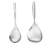 Cuchara ranurada para espumadera, 2 unidades de acero inoxidable para pasta, colador de araña, cuchara para freír y cocinar, cuchara coladora para freír, cocina, colador, colador, cuchara, colador de