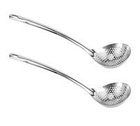 Cuchara ranurada skimmer de acero inoxidable, mango largo, colador, colador, cuchara, cucharadas, utensilios de cocina portátiles, paquete de 2