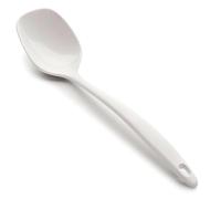 Cuchara recta clásica de melamina blanca 25 cm, material duradero y ligero. Diseñado para: servir alimentos y uso diario en cocina.