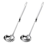 Cuchara Sopera Colador Gancho, 28,5cm Acero Inoxidable | Mango Largo Gancho en S, Superficie Lisa sin Rebabas, para Restaurante y Hogar, Color Plata