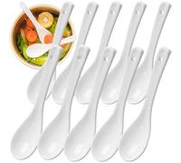 Cuchara Sopera de Porcelana Blanca Pura, para Casa, Cocina, Sopa, Ensalada, Fruta, Tarta, etc., con 17cm de Largo y 4,1cm de Ancho, Blanca, 10 Piezas, Lavavajillas, Apta para Microondas
