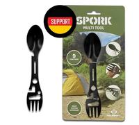 Cuchara Spork de acero inoxidable - 9in1 Gadgets autocaravanas - Multitool camping multiusos - Cuchara exterior