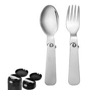 Cuchara tenedor para Thermos Funtainer tarro de alimentos de 10 onzas, juego de vajilla multifuncional plegable cuchara y tenedor de repuesto de metal para servir comida caliente, almuerzo, picnic,