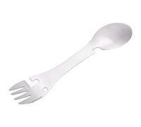 Cuchara y tenedor multifunción portátil 5 en 1 de acero inoxidable para acampar, con abrebotellas, abrelatas y cortador de dientes de sierra para exteriores, viajes, senderismo,