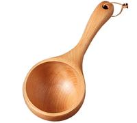 Cucharada de madera 8.5''wooden para frascos para la cucharada de sal de baño redondo con de asa ergonómica para servir harina, frijoles, agua, estilo de bote 1 SCOOP