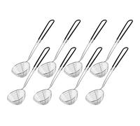 Cucharas coladoras de olla caliente, cucharas coladoras de acero inoxidable, mini cuchara de malla de 2.5 pulgadas, cuchara coladora asiática con asa para el hogar (negro, 8 piezas)