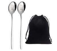 Cucharas De 2 Piezas Y Bolsa De Almacenamiento De 1 Pieza, Cucharas De Mango Largo De Acero Inoxidable, Cucharas Para Cubiertos, Regalos Para Abuelos, Cucharas De Metal Duraderas
