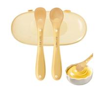 Cucharas de Alimentación | Pack de 2 Alimentadores Ergonómicos Pequeños de Alimenticio con Estuche - Cuchara Mezcladora Silicona,para Alimentación Destete Comer Dentición Guardería Viaje Líquidos