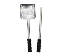Cucharas de arena para gatos, pala de tamiz ajustable de mango largo - pala de arena para gatos de metal - para limpieza de mascotas, comida de paso para perros, entrada de basura y olor