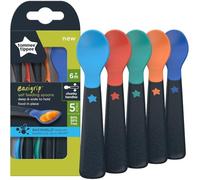 Tommee Tippee Easigrip™ Cucharas de destete autoalimentadas, asas gruesas con base de cuchara profunda y ancha, 6 m+, paquete de 5