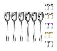 Cucharas de cena, Kyraton 6 piezas Cuchara de mesa de acero inoxidable de 19 cm, Cucharas de sopa, Cucharas de postre Cubiertos de plata Apto para lavavajillas Juego de 6