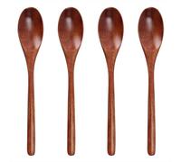 Cucharas de Madera 4 Piezas 22.5cm Cucharas de Sopa de Madera para Comer Mezclar Revolver Cuchara Nanmu de Mango Largo para Té, Café, Mermelada, Miel, Accesorios de Cocina