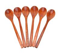 Cucharas de madera, 6 piezas de cucharas de sopa de madera para comer, mezclar y revolver, cuchara de mango largo, utensilio de cocina