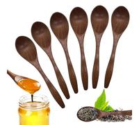 Cucharas de Madera 6 uds, Cucharas Madera Pequeñas Natural, Hechas a Mano para Miel, Café, té, Accesorios de Cocina
