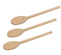 Cucharas de madera de 25 cm de largo para cocinar, cucharas ovaladas de madera para hornear, cocinar, revolver - Cucharas de salsa de madera de haya natural - Juego de 3
