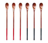 Cucharas De Madera De 6 Piezas, Cucharas De Mango Largo, Cucharas De Madera Para Revolver Bebidas, Cucharillas Con Mango Largo, Cucharas De Postre Para El Té De La Tarde, Utensilios De Cocina