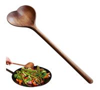 Cucharas de madera en forma de corazón de 10.0 in de largo con mango japonés para sal de baño para cocinar, servir café, té, miel, batido o mezclar alimentos