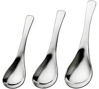 Cucharas De Mesa 3 PCS Cucharas de acero inoxidable asa corta Sopa Set Metal Cocina Cena for De Arroz Vajilla Primidge Sopa Antigoteo Servir(3 Pcs Small)