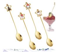 Cucharas De Navidad Para Café | 4 Uds Acero inoxidable, Bebidas Cucharas | Para Cocina Casa Cena Pantalla Estacional Postre Pastel Sopa Restaurante Hotel Milkshake Mermelada