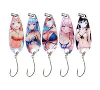 Cucharas de para niña, Cebo Duro, 5 Unidades, Acero al Carbono, con Lentejuelas, Cebo para Trucha de salmón, Trucha bajo Walleye Crappie Lake River Stream Swamp Mese Agua Salada 3,2 cm