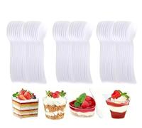 Cucharas de Plástico de Alta Resistencia,Cucharas 10.7cm de Transparente Reutilizable para Helado, Café, Postres. (100, Cucharita blanco)