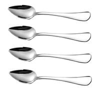 Cucharas de pomelo con borde dentado, cucharas de pomelo con borde dentado, 4 piezas de postre de acero inoxidable de grado alimenticio con mango antiadherente para helado de manzana, kiwi, papaya, n