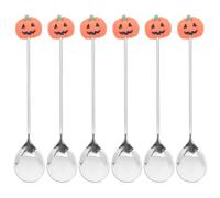 Cucharas de postre, 6 cucharas de calabaza de Halloween, cucharas de café de acero inoxidable, cucharas de postre, té, helado, cucharas agitadoras, cubiertos de Halloween, utensilios para mermelada y