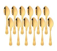 Cucharas de postre de 12 piezas, Buyer Star kit de utensilios de acero inoxidable dorado para cocina y restaurante en el hogar, apto para lavavajillas
