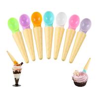 Cucharas de Postre Reutilizables Shyllin, Cuchara para Helados Paquete de 7, Cucharillas Postre, 7 Colores, Cucharas de Plástico Largas, Adecuada para Comer Helado, Pastel, Gelatina, Mousse (Largo 7)