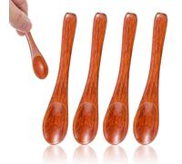 Cucharas de sal pequeñas, 4 unidades, 10 cm, mini cucharas de especias, cucharas medidoras de madera, cucharas de especias, cuchara de madera, miel, para sal, azúcar, pimienta, café, madera, marrón