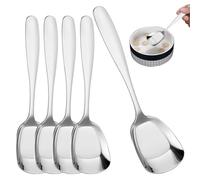 Cucharas de servir de cabeza cuadrada de acero inoxidable, cucharas de cabeza cuadrada de acero inoxidable | para cenar | de servicio, cucharas medidoras gruesas, cucharas de postre para Ba