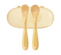 Cucharas de silicona | 2 Piezas Utensilios Ergonómicos Alimentación Alimenticio Con Estuche - Cuchara de Silicona para Servir | para Alimentación Destete Comer Dentición Guardería Viaje