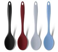 Cucharas de Silicona para Cocina(Juego de 4,8 Pulgadas): GEEKHOM Resistentes hasta 222°C, Mango Antideslizante, Antiadherente y Fácil de Lavar - Sin Olores y Multiusos para Hornear, Freír y Asar