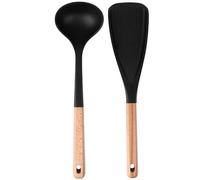 Cucharas De Silicona Para Cocinar | Utensilios Antiadherentes Con Mango De Madera,Juego De Espátulas Con Mango De Madera,Para Ensalada Sopa Comida Pastel Huevo Galleta