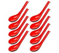 Cucharas de sopa, 10 cucharas de gancho de mango largo para sopa de fideos ramen, mango extra largo con diseño de gancho, resistentes a la rotura y aptas para lavavajillas, uso en restaurantes en casa