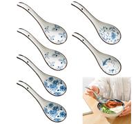 Cucharas De Sopa Chinas, Xiuyer 6pcs Juego De Cucharas De Sopa Asiática Cucharas De Sopa Japonesas Para Guisos Cereales Ramen Pho Wonton Dumpling Miso Cucharas De Sopa China De Cerámica