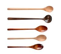 Cucharas de sopa de madera: cucharas de madera de mango largo para mezclar en interiores, utensilios de cocina resistentes al calor, espátula de metal, volteador flexible ranurado sólido, resistente p