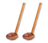 Cucharas de Sopa de Madera Hecho a Mano Cuchara Japonesa Mango Largo Grande para Hogar Restaurante Ramen Gachas Olla Caliente Marrón 2 Piezas