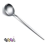 Cucharas de sopa y postre de acero inoxidable de 8.1 pulgadas, color plateado mate, 6 piezas, aptas para lavavajillas